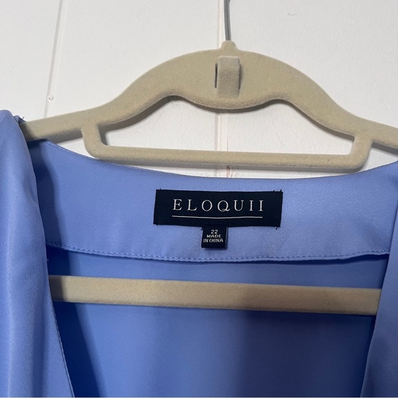 Eloquii Plus Size Satin Maxi Dress Long Sleeves Periwinkle Blue Women's 22 - Picture 9 of 10